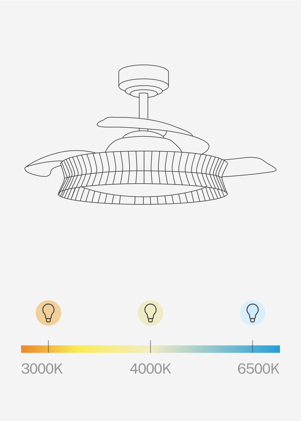 CREATE - WIND CLEAR RATTAN - Ventilador de techo 40W silencioso Ø107cm aspas retráctiles con luz LED de 36W, imagen de galer&iacute;a 8