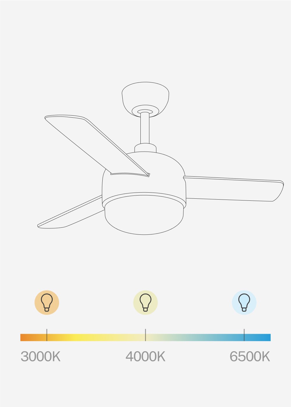 CREATE - WIND BALL - Ventilador de techo 40W silencioso Ø112 cm con luz LED de 15W, imagen de galería 7