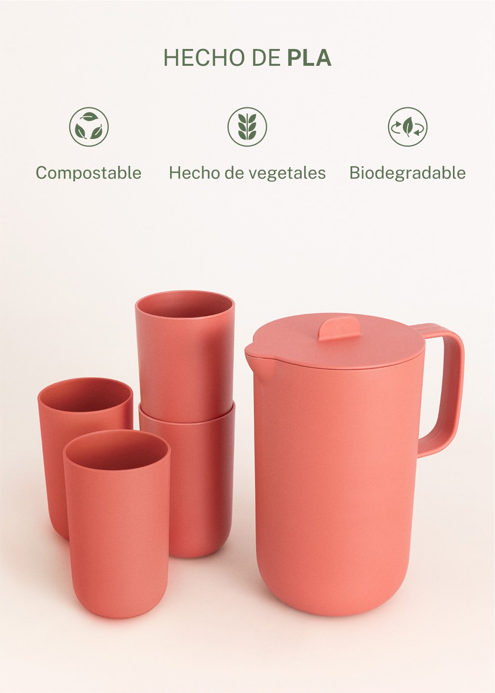 CREATE - KITCHENWARE OUTDOOR ECO - Set de jarra 2L y 4 vasos 500ml para exterior, imagen de galería 3