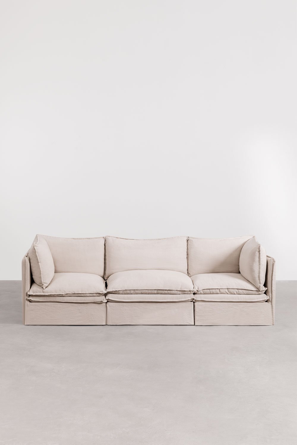 Sofá modular de 3 piezas en lino y algodón Grace, imagen de galería 3