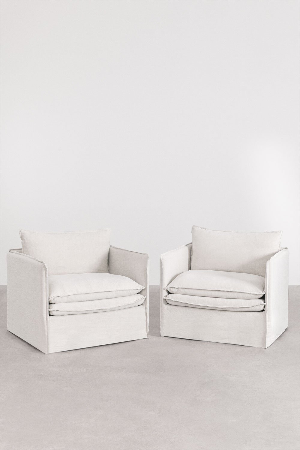 Pack de 2 sillones con reposabrazos en lino y algodón Grace, imagen de galería 3