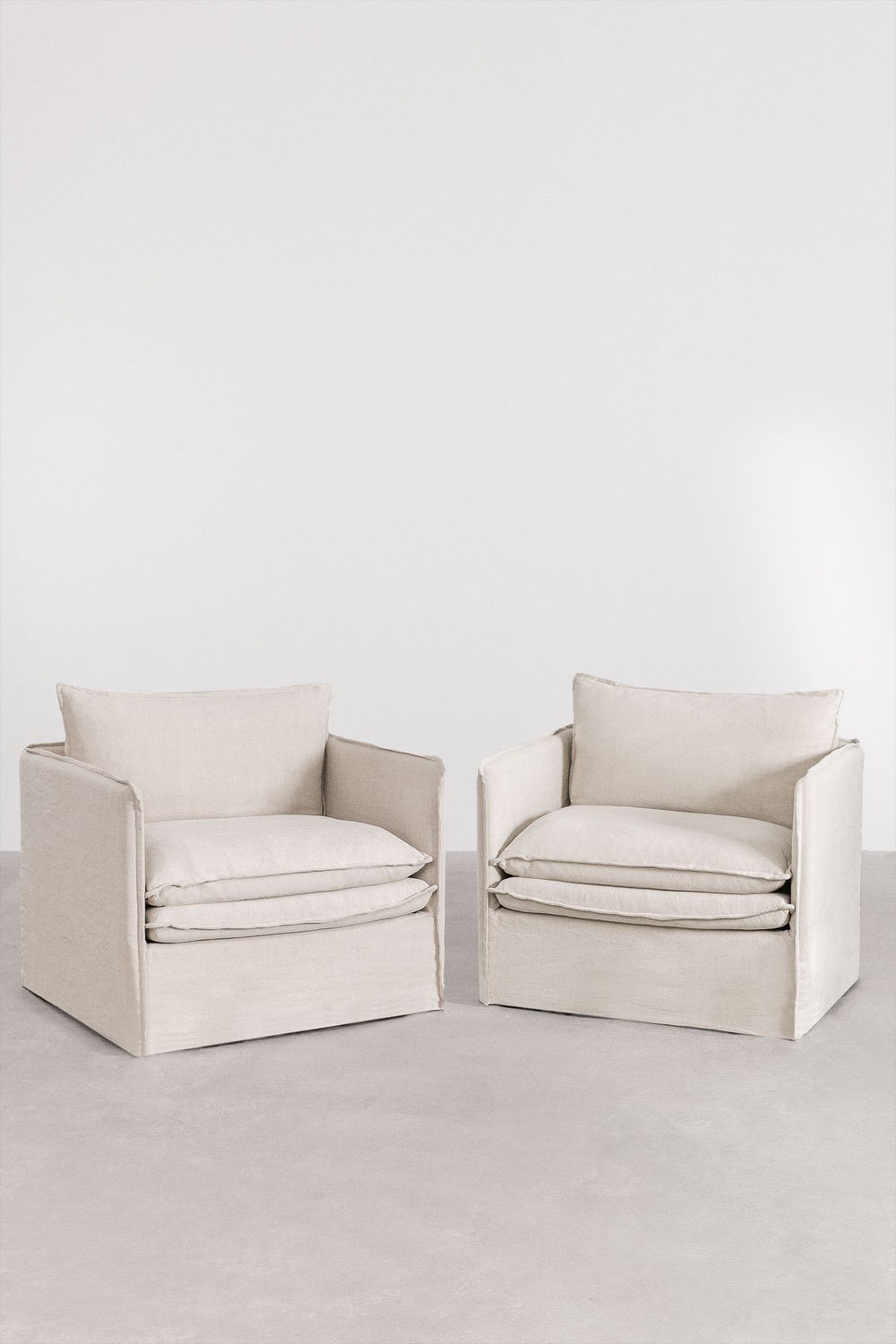 Pack de 2 sillones con reposabrazos en lino y algodón Grace, imagen de galer&iacute;a 3