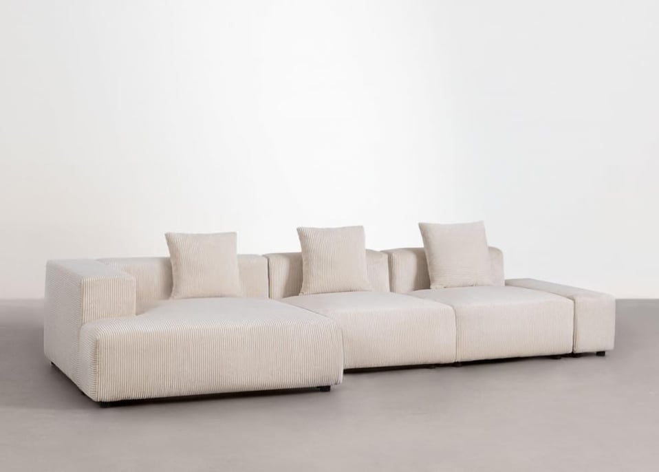 Sofá modular chaise longue esquinero izquierdo de 3 piezas ↔︎375 cm Bruna
