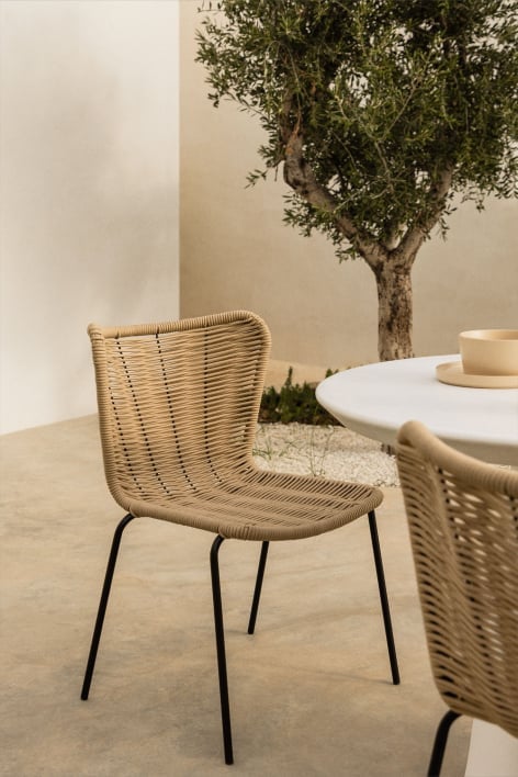 Silla de jardín apilable en cuerda trenzada Keiller