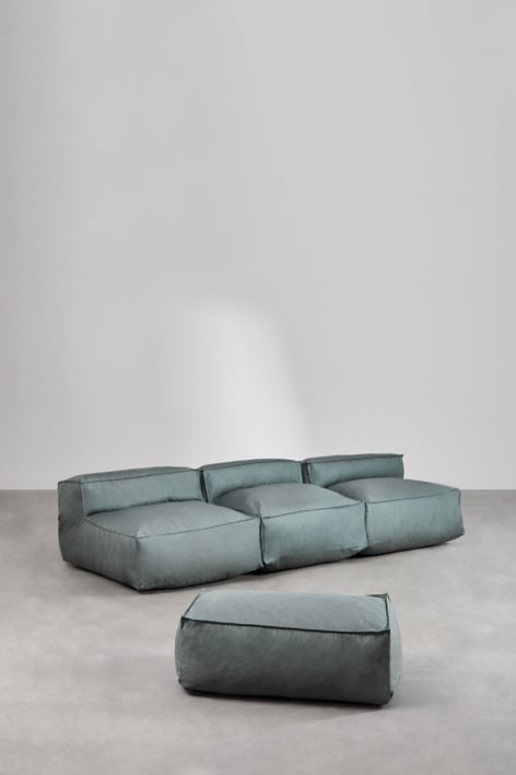 Sofá modular de 3 piezas y puf Dojans