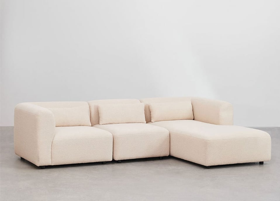 Sofá modular chaise longue derecho de 3 piezas Fogler