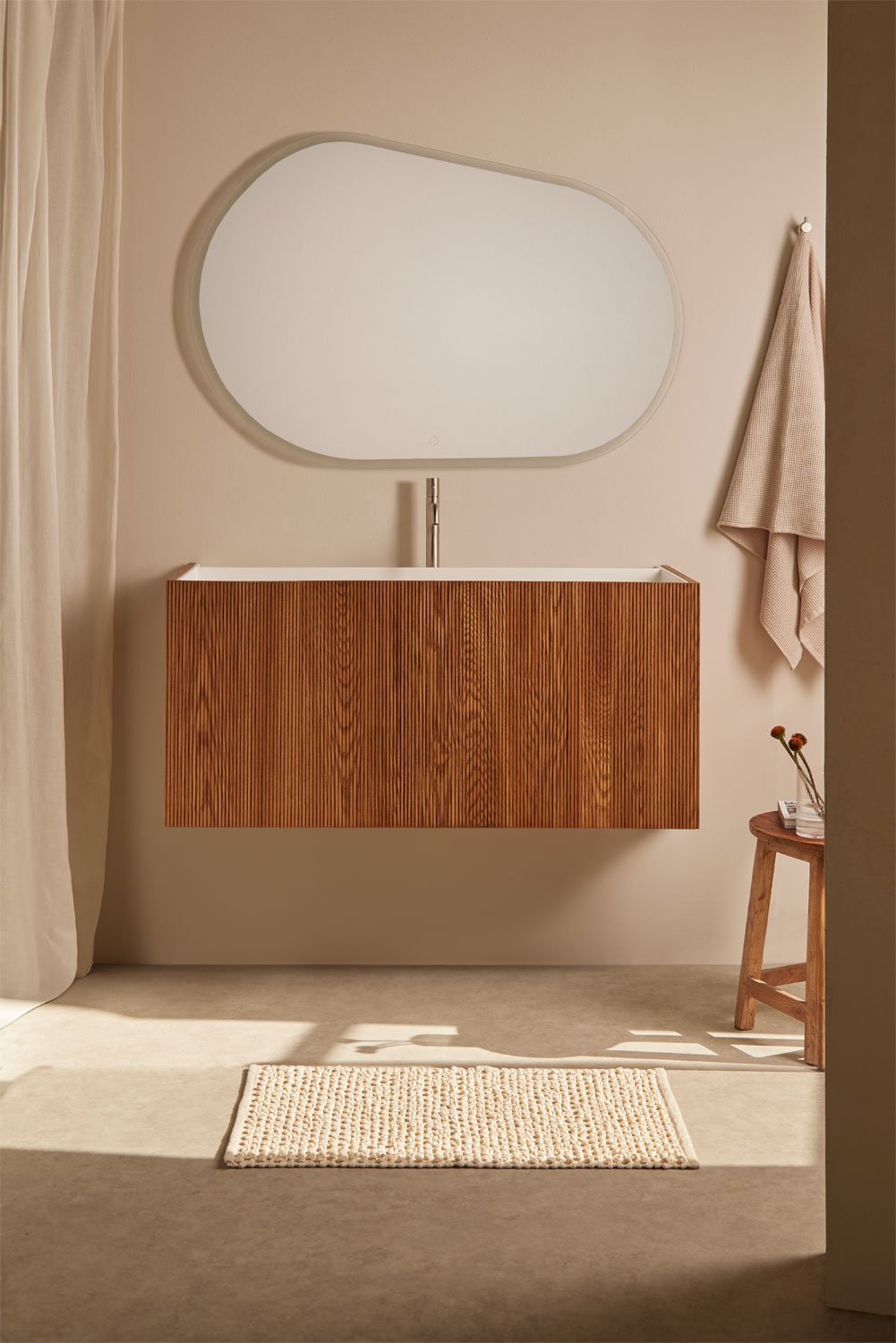 Conjunto de mueble de baño en madera con lavabo integrado Fiore, imagen de galería 1