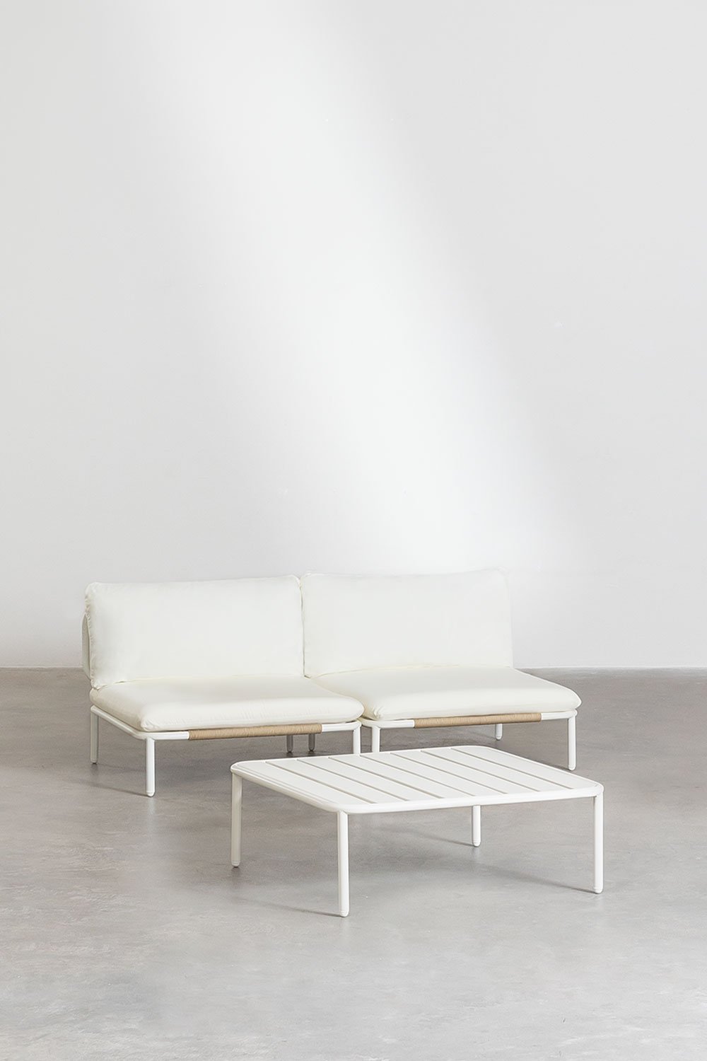 Conjunto de jardín con sofá modular de 2 piezas y mesa de centro Roubly, imagen de galería 1