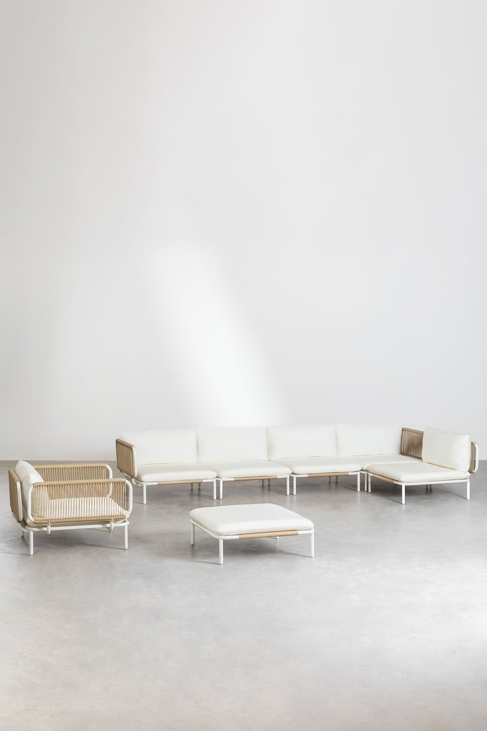 Sofá modular de jardín rinconera de 5 piezas con puff y sillón Roubly  , imagen de galería 1