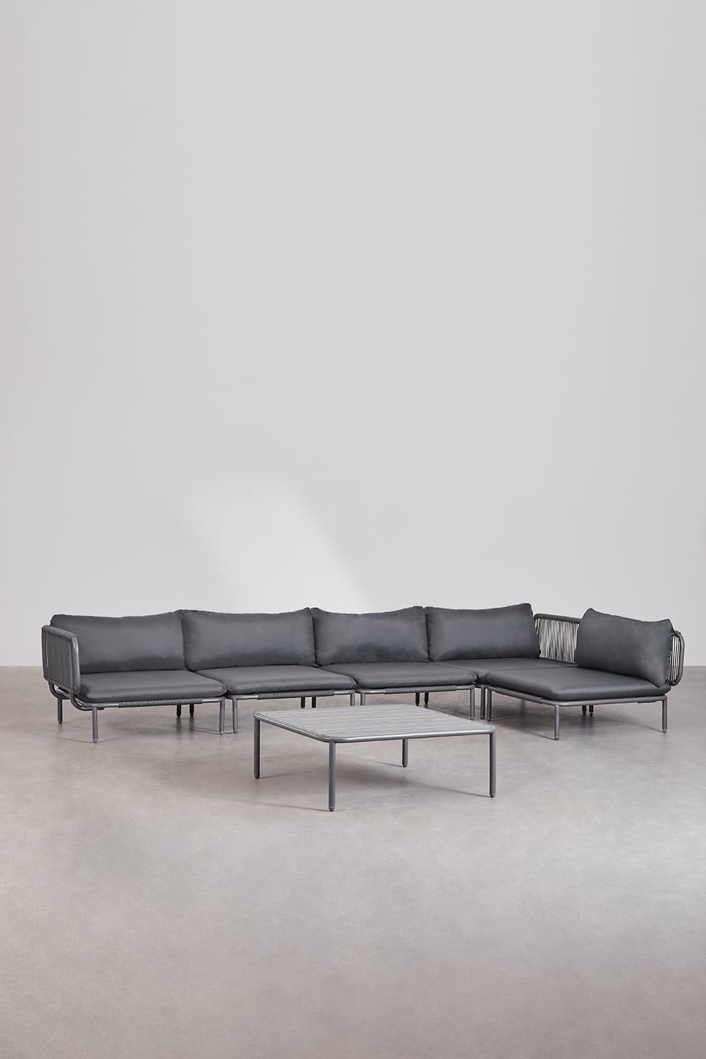 Sofá modular de jardín rinconera de 5 piezas y mesa de centro Roubly , imagen de galer&iacute;a 1