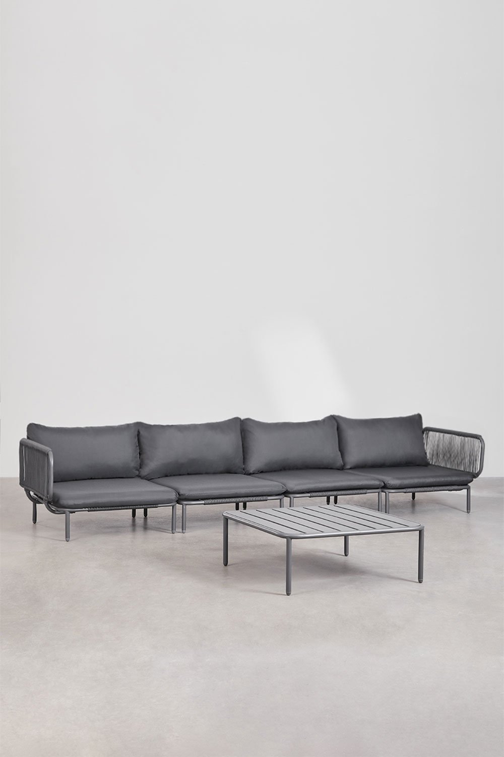 Sofá modular de jardín de 4 piezas con 2 sillones esquineros y mesa de centro Roubly , imagen de galería 1