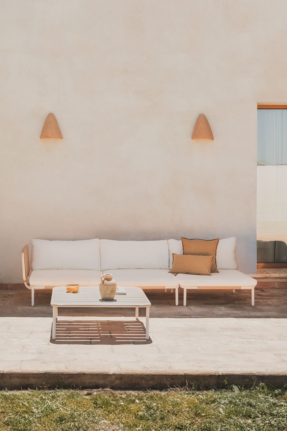 Sofá modular de jardín esquinero de 3 piezas y mesa de centro Roubly, imagen de galer&iacute;a 11