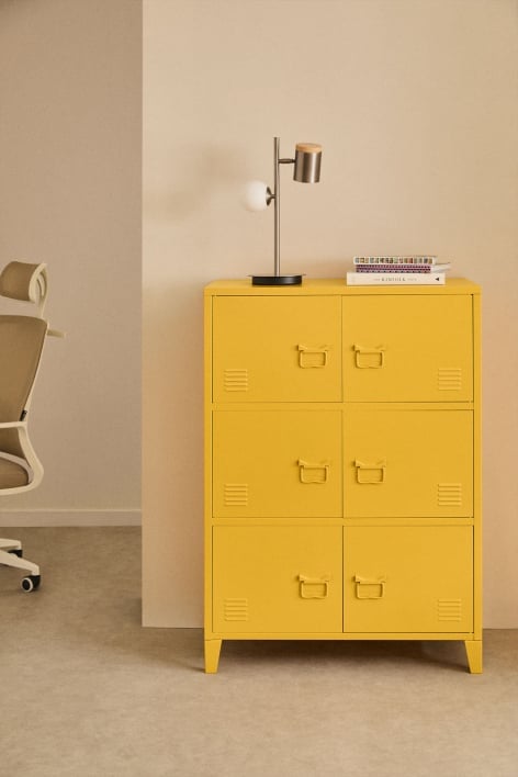 Cajonera Taquilla de 6 Puertas en Acero Pohpli - Amarillo Albero