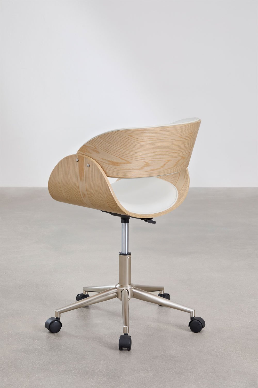 Silla de escritorio con ruedas en madera y polipiel Lorete, imagen de galería 4