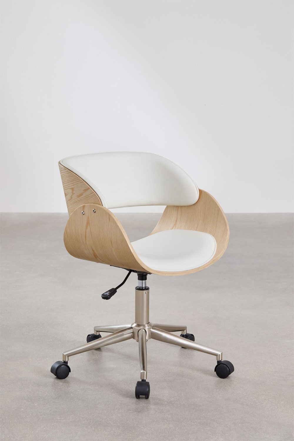 Silla de escritorio con ruedas en madera y polipiel Lorete, imagen de galería 5