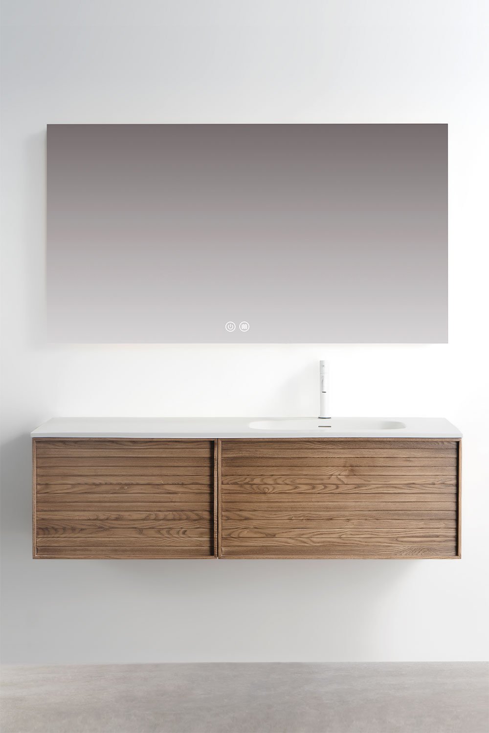 Conjunto de mueble de baño en madera con lavabo integrado Solea, imagen de galería 1