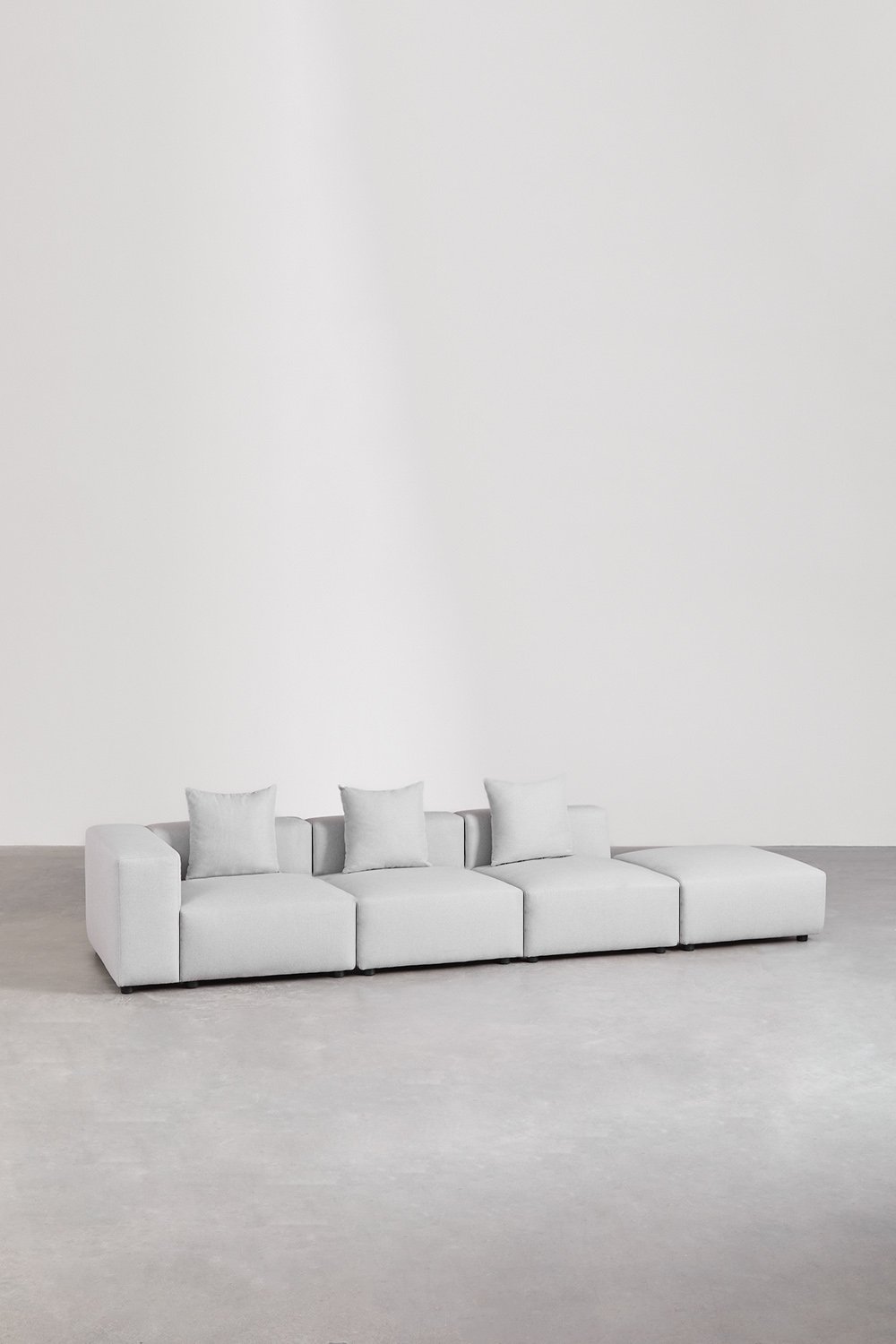 Sofá modular esquinero izquierdo de 3 piezas con reposabrazos alto y puff ↔︎370 cm Bruna , imagen de galería 3