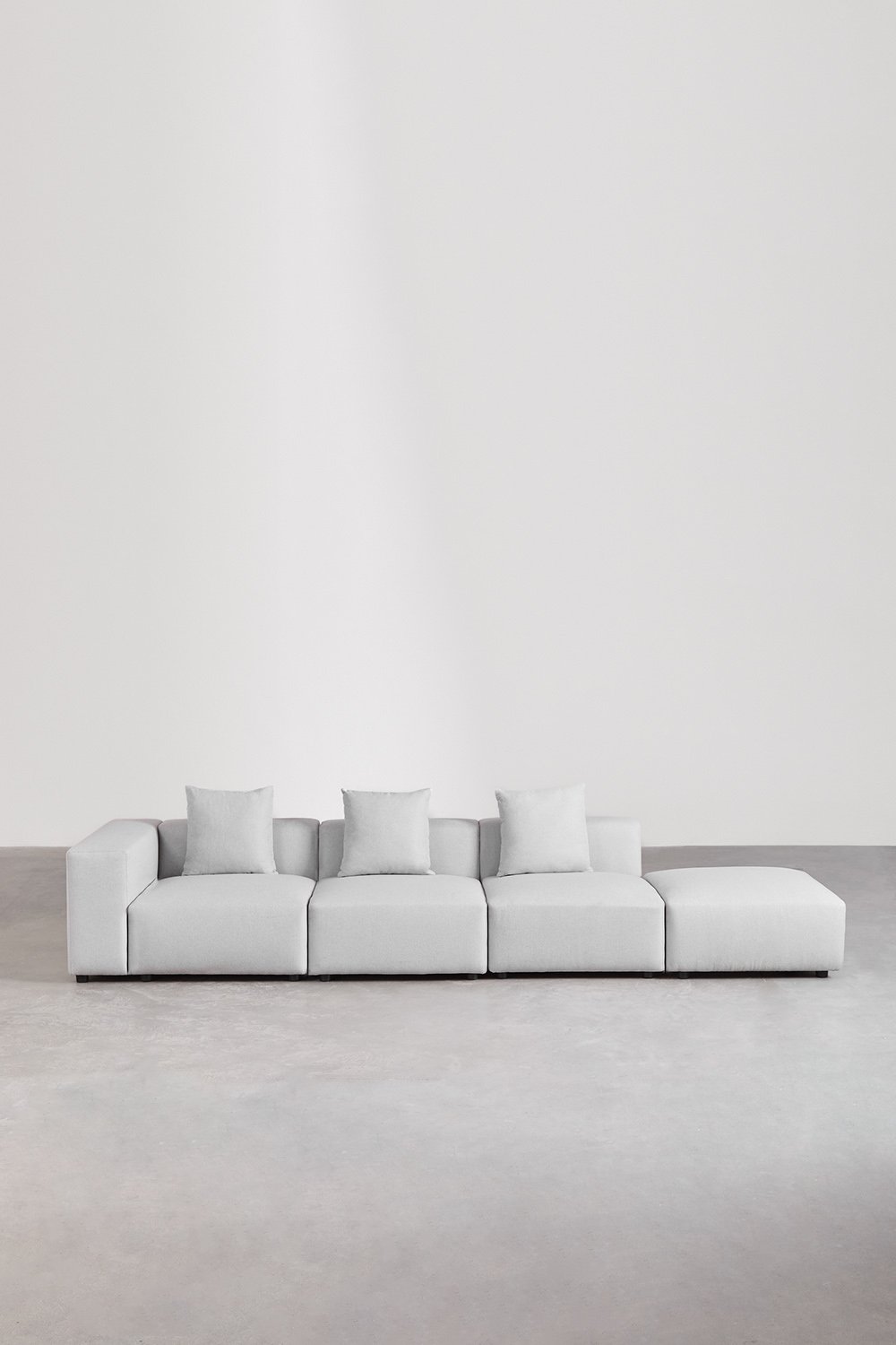 Sofá modular esquinero izquierdo de 3 piezas con reposabrazos alto y puff ↔︎370 cm Bruna , imagen de galería 4