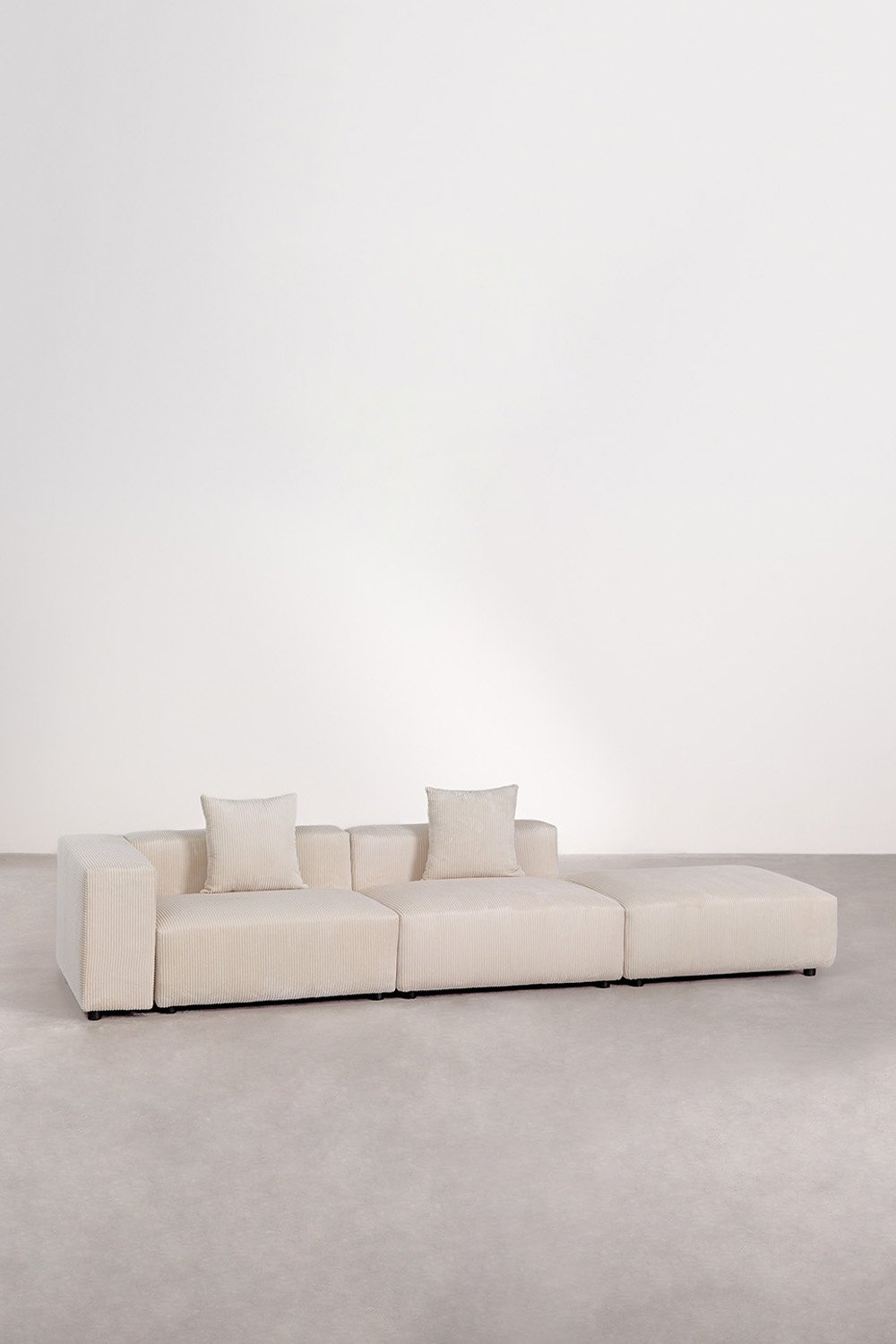 Sofá modular esquinero izquierdo de 2 piezas con reposabrazos alto y puff ↔︎345 cm Bruna , imagen de galería 3