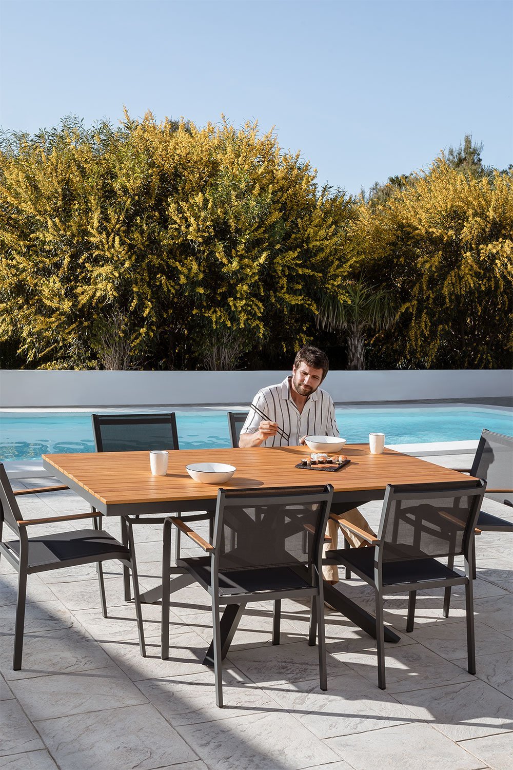 Set de mesa rectangular (180x100 cm) y 6 sillas de jardín Archer    , imagen de galería 1