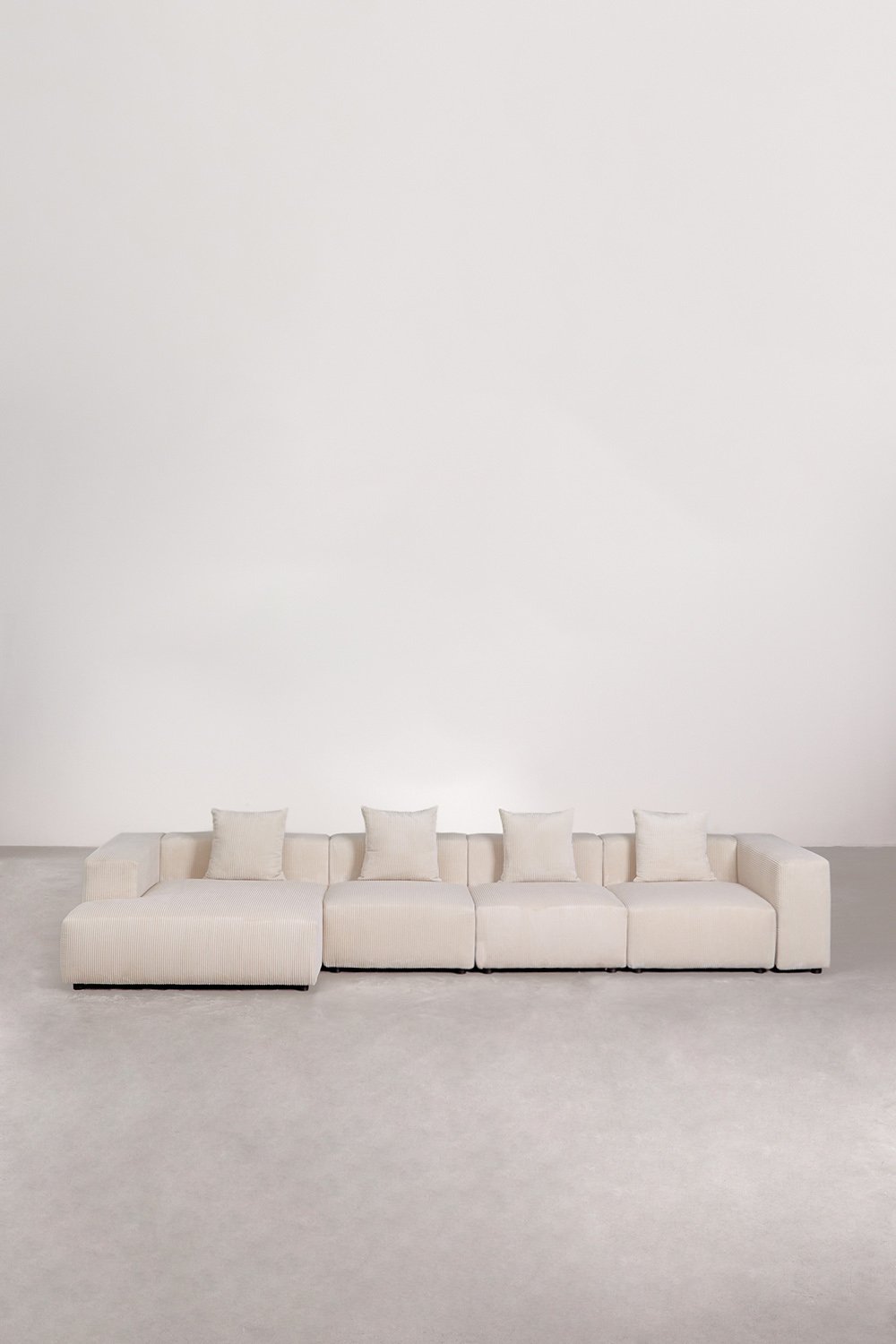 Sofá modular chaise longue izquierdo de 4 piezas ↔︎420 cm con reposabrazos alto Bruna , imagen de galería 3