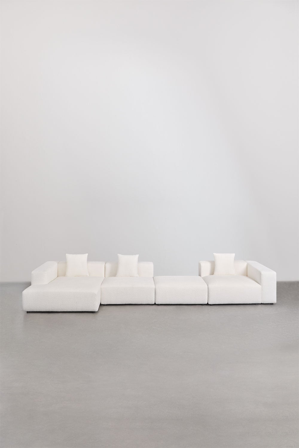 Sofá modular chaise longue izquierdo de 3 piezas con reposabrazos alto y puff ↔︎480 cm Bruna , imagen de galer&iacute;a 3
