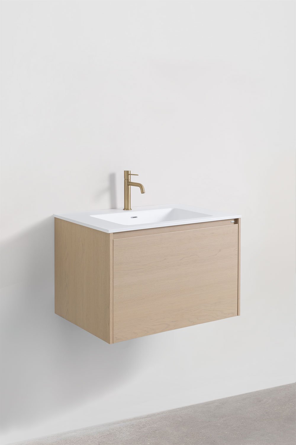 Conjunto de mueble de baño suspendido 80x50 cm en madera con lavabo integrado Jacob      , imagen de galer&iacute;a 2