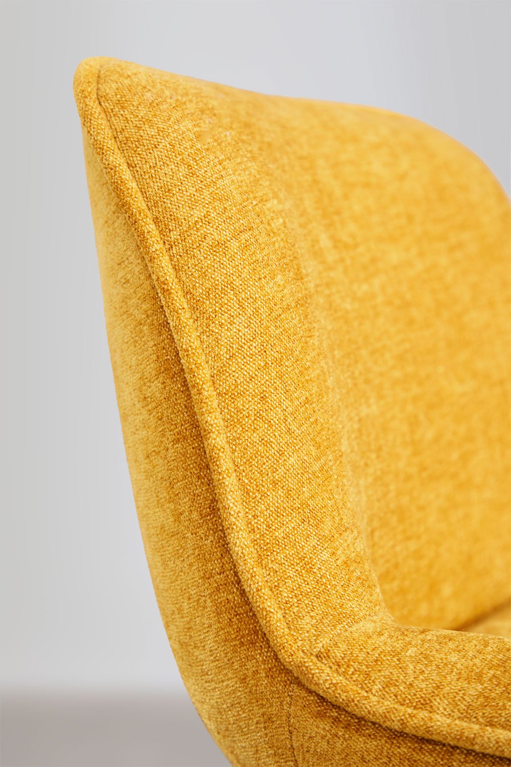 Pack de 2 taburetes altos regulables con respaldo en tela amarillo curri y pata blanca Igarasi, imagen de galería 6