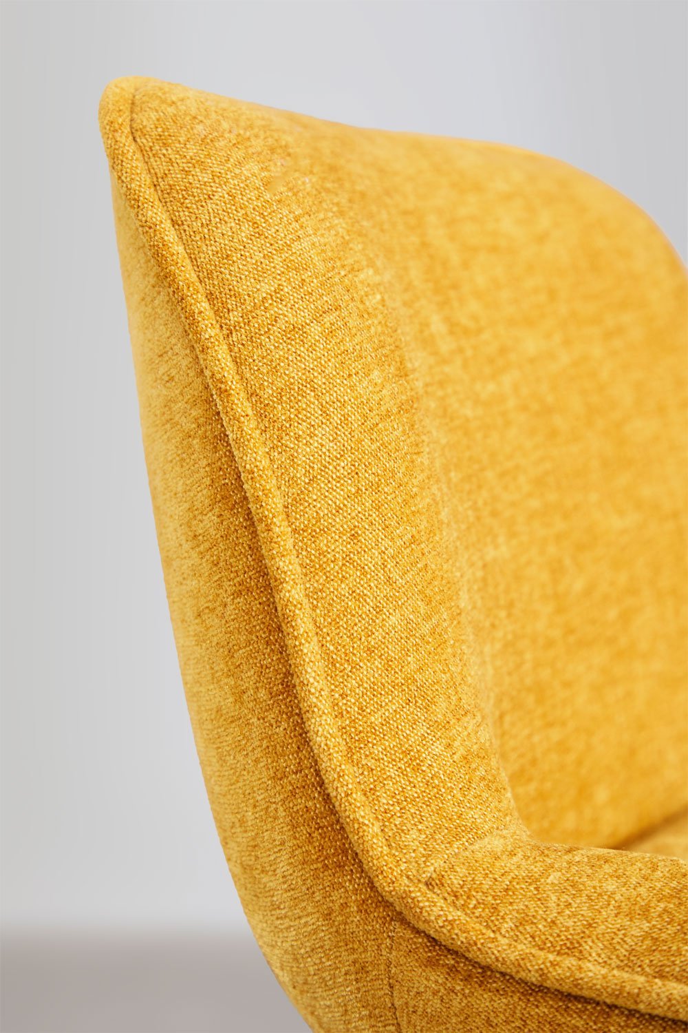 Pack de 4 taburetes altos regulables con respaldo en tela amarillo curri y pata blanca Igarasi, imagen de galería 6