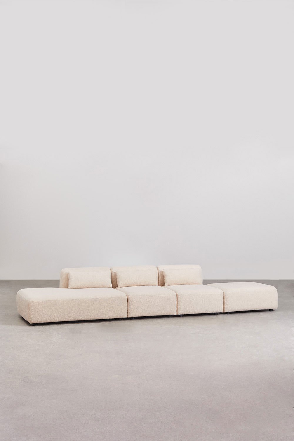 Sofá modular de 3 piezas con diván izquierdo y puff Fogler, imagen de galería 3