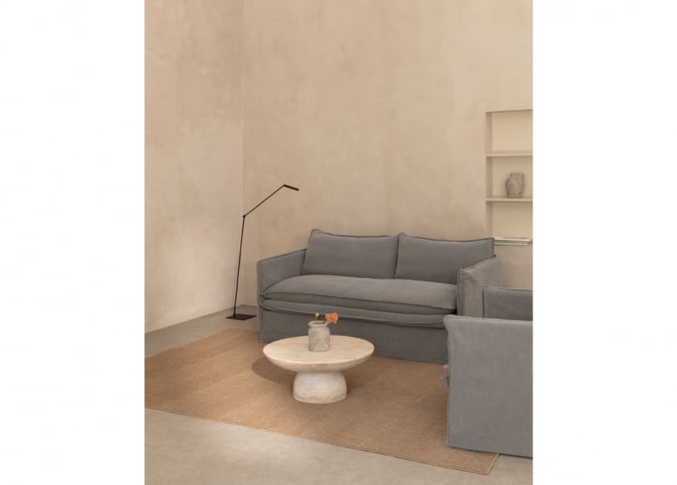 Conjunto de salón con sofá de 2 plazas y 2 sillones en lino y algodón Grace