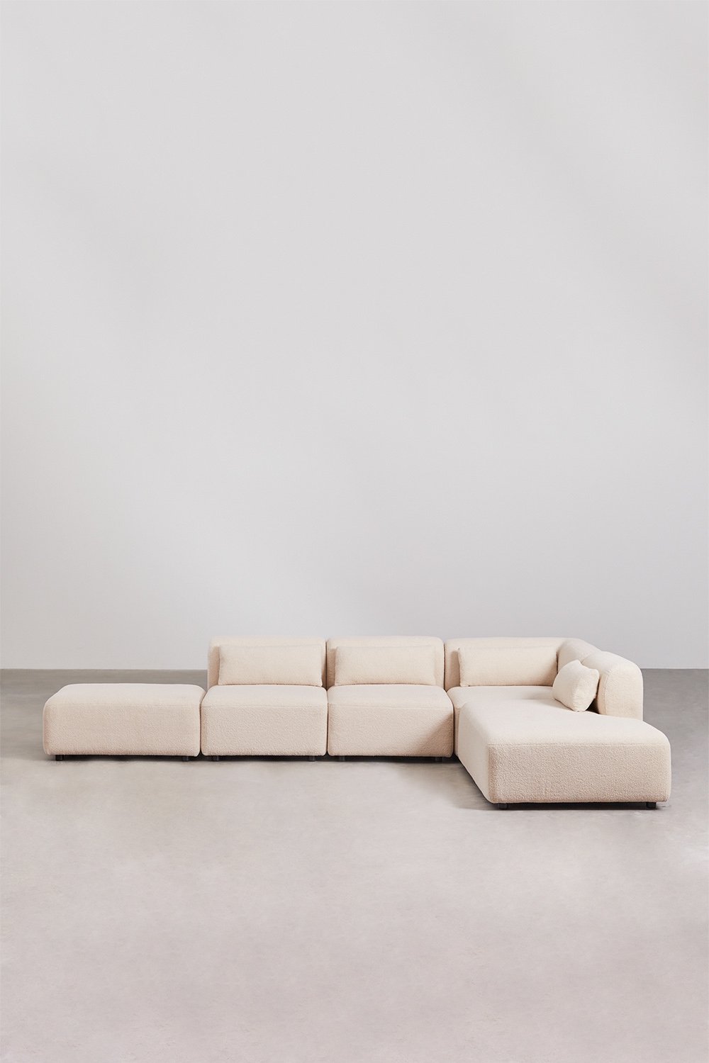 Sofá modular esquinero de 4 piezas con diván derecho y puff Fogler, imagen de galería 4