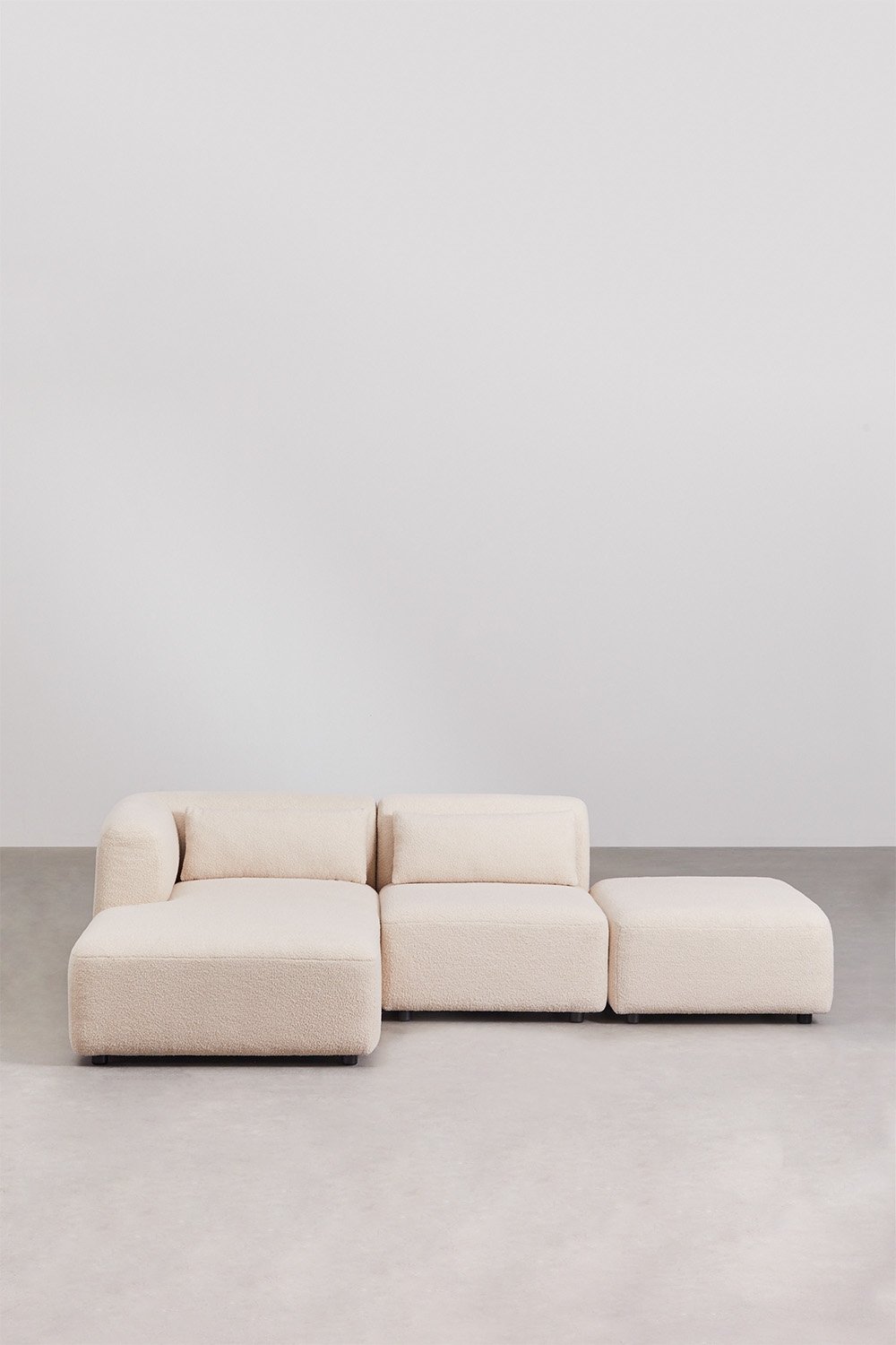 Sofá modular chaise longue izquierdo de 2 piezas con puff Fogler, imagen de galería 3