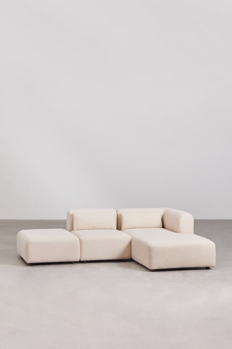 Sofá modular chaise longue derecho de 2 piezas con puff Fogler