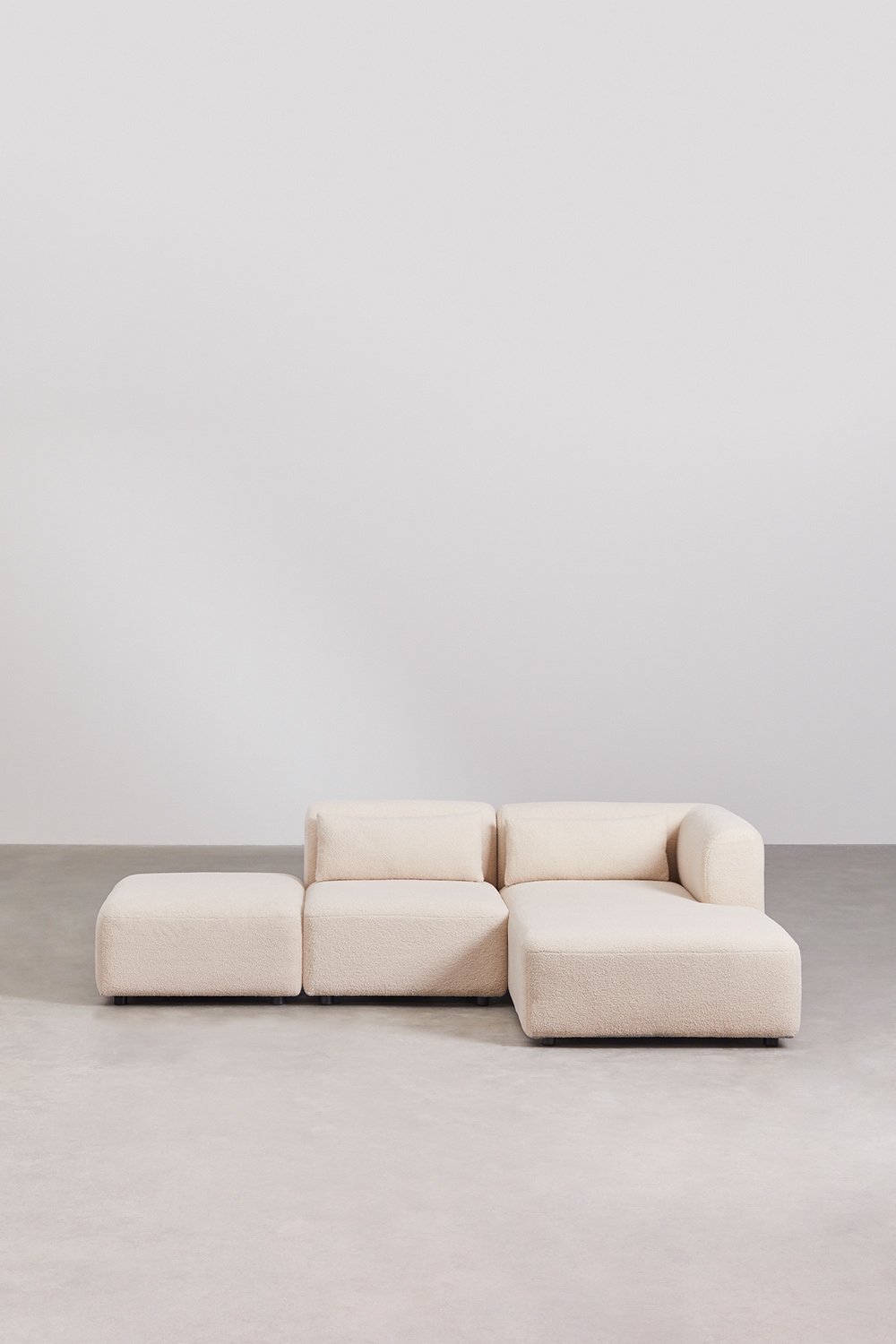 Sofá modular chaise longue derecho de 2 piezas con puff Fogler, imagen de galería 3