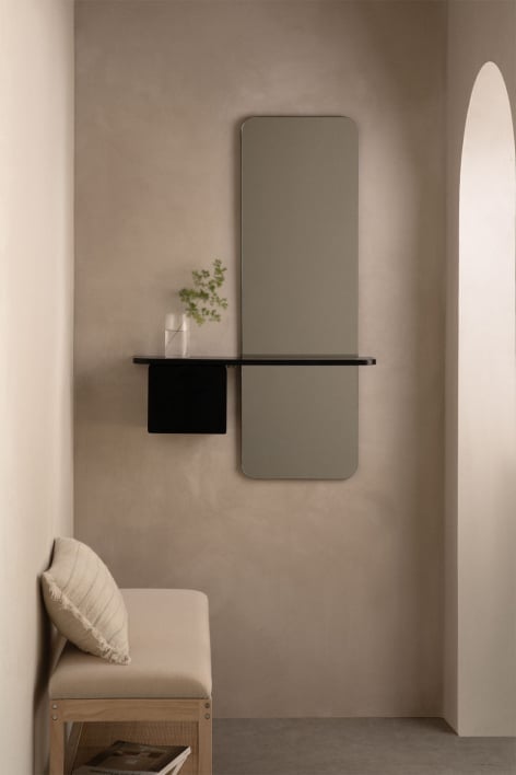 Recibidor 80x120 cm en MDF con espejo Varna - Negro