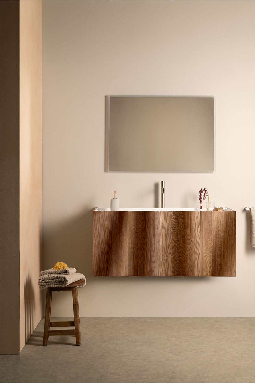 Conjunto de mueble de baño en madera con lavabo integrado Fiore, imagen de galería 1