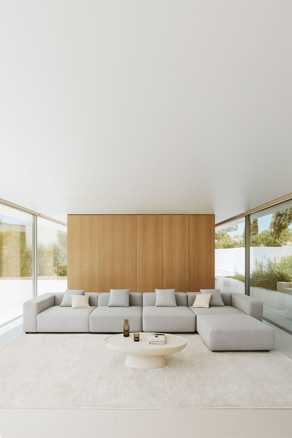 Sofá modular de 4 piezas con reposabrazos alto y puff ↔︎480 cm Bruna , imagen de galería 11