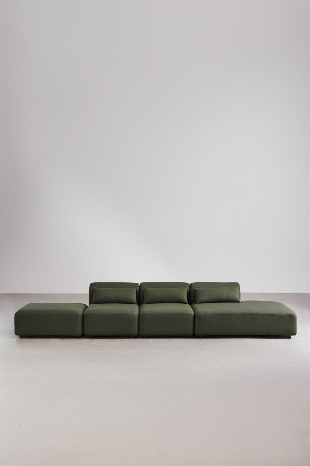 Sofá modular de 3 piezas con diván derecho y puff Fogler, imagen de galería 3