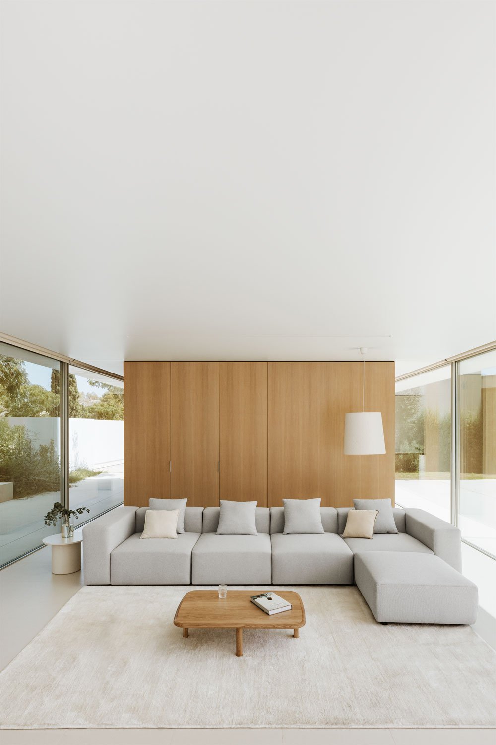 Sofá modular de 4 piezas con reposabrazos alto y puff ↔︎400 cm Bruna , imagen de galería 12