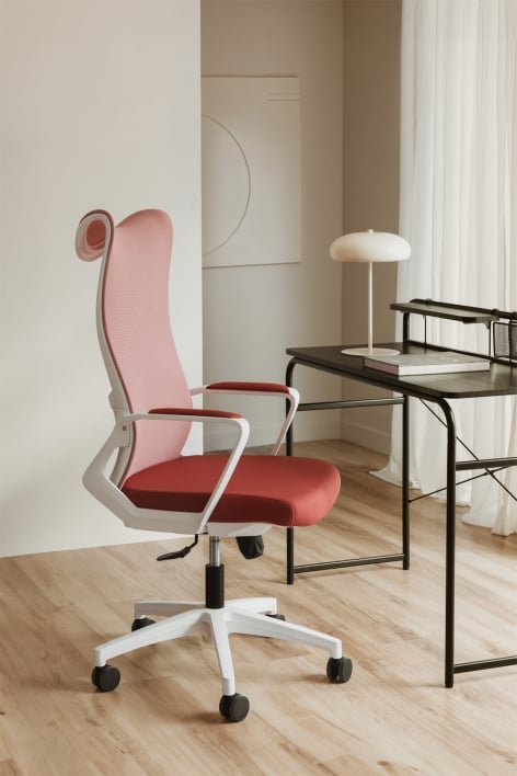 Silla de oficina con ruedas y reposabrazos Ribaute - Terracota