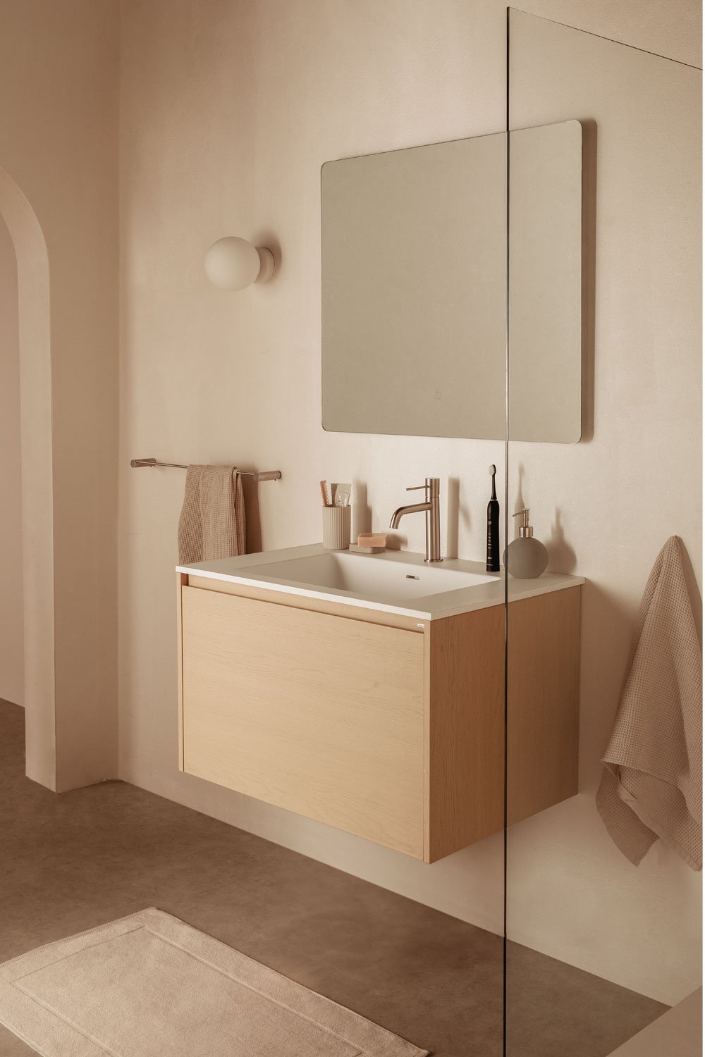 Conjunto de mueble de baño en madera con lavabo integrado Jacob      , imagen de galería 1