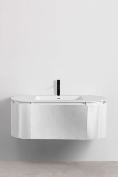 Conjunto de muebles de baño en madera con lavabo integrado Carsone - Blanco