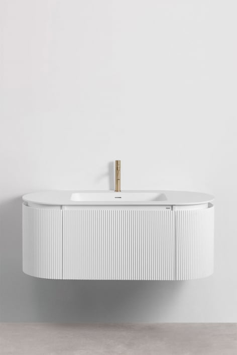 Conjunto de muebles de baño en madera con lavabo integrado Carsone - Blanco