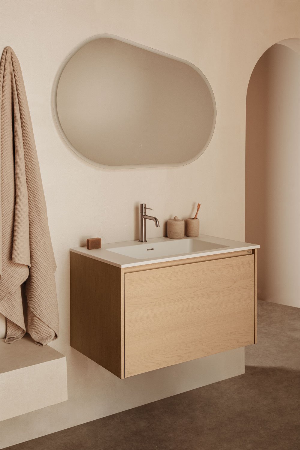 Conjunto de mueble de baño en madera con lavabo integrado Jacob      , imagen de galería 1