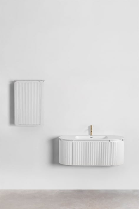 Conjunto de muebles de baño en madera con lavabo integrado Carsone - Blanco
