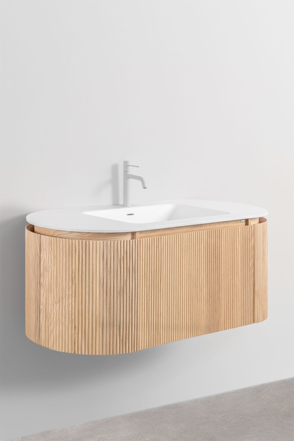 Conjunto de mueble de baño suspendido en madera con lavabo integrado Carsone , imagen de galer&iacute;a 3