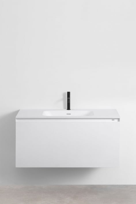 Conjunto de mueble de baño en madera con lavabo integrado Macrae - Blanco