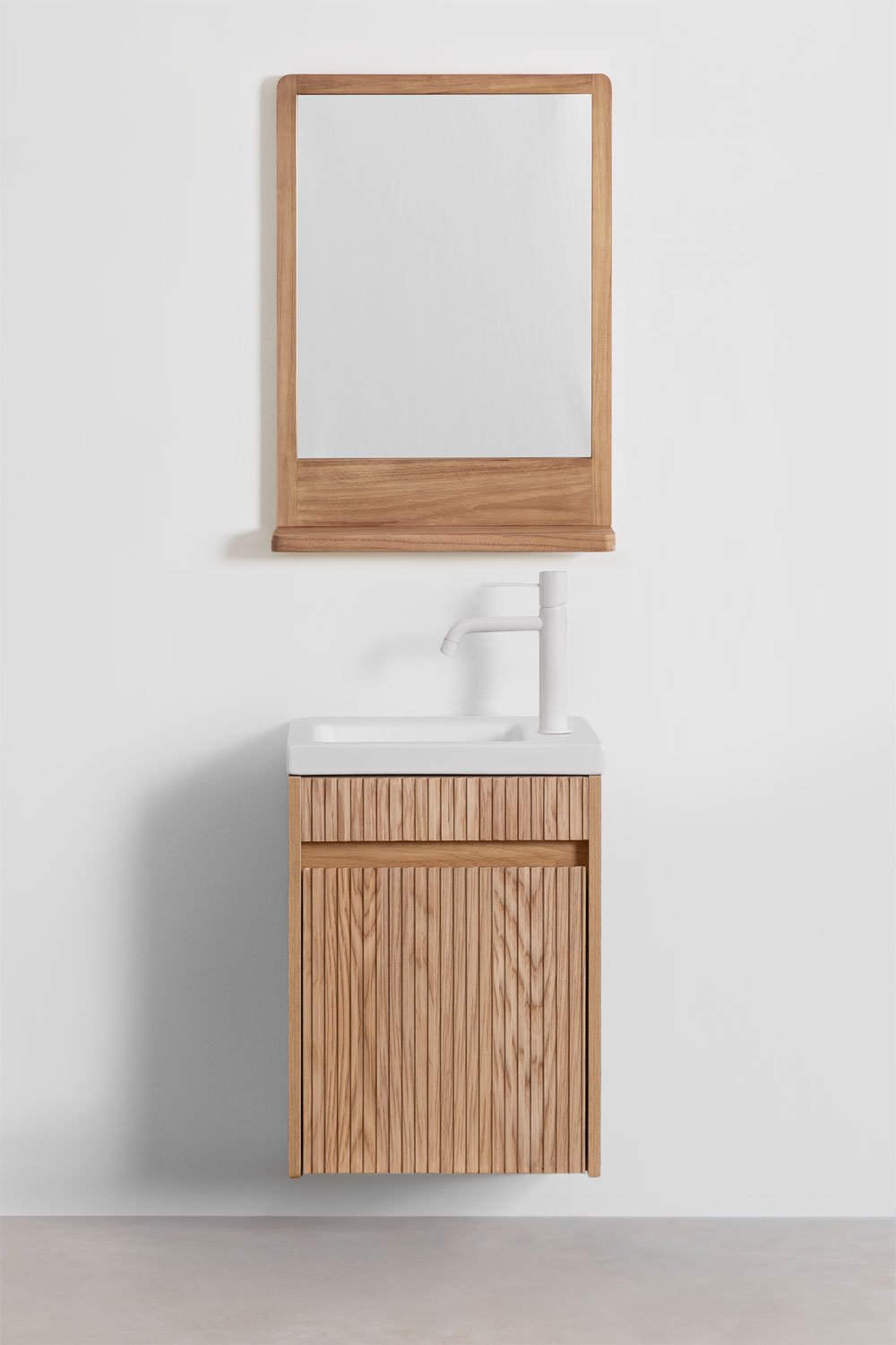 Conjunto de Muebles de Baño Madera de Fresno con Lavabo Integrado Narek, imagen de galería 2