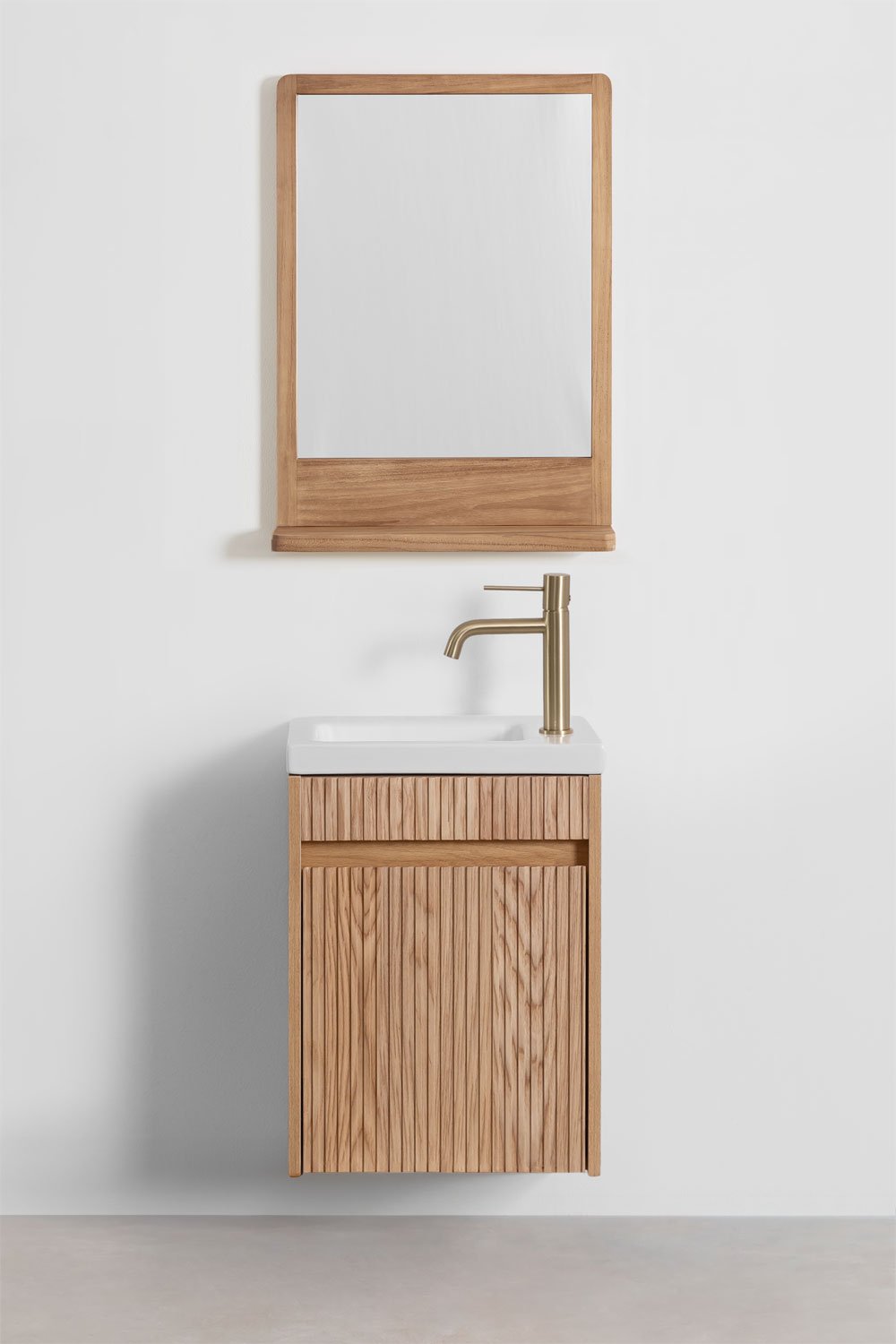 Conjunto de Muebles de Baño Madera de Fresno con Lavabo Integrado Narek, imagen de galería 2